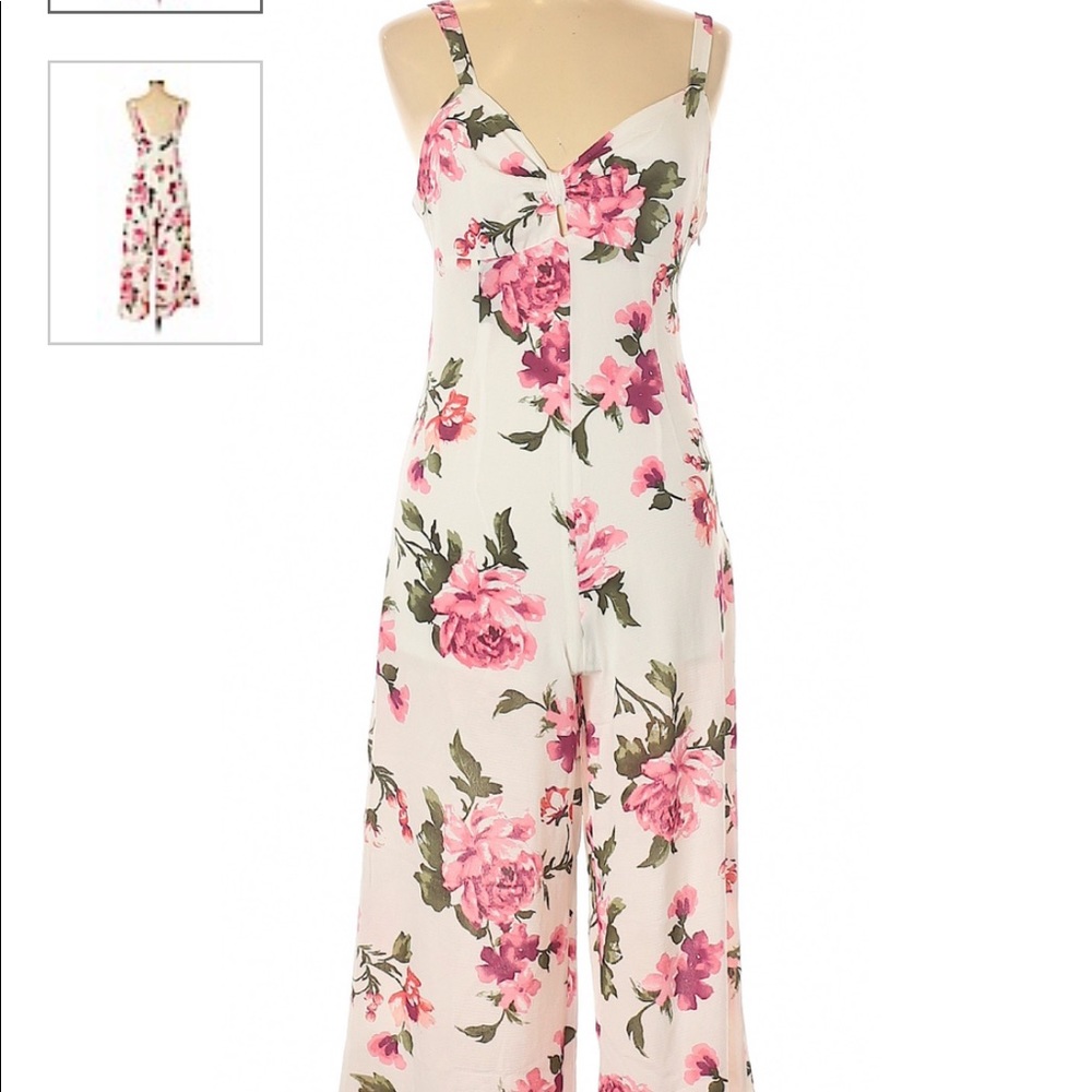 White floral cropped jumpsuit